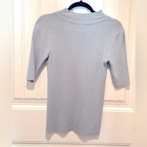 Double Zero Mock Neck Top - Blue - S